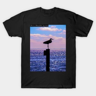 Majestic Great Blue Heron - Life Is A Journey T-Shirt